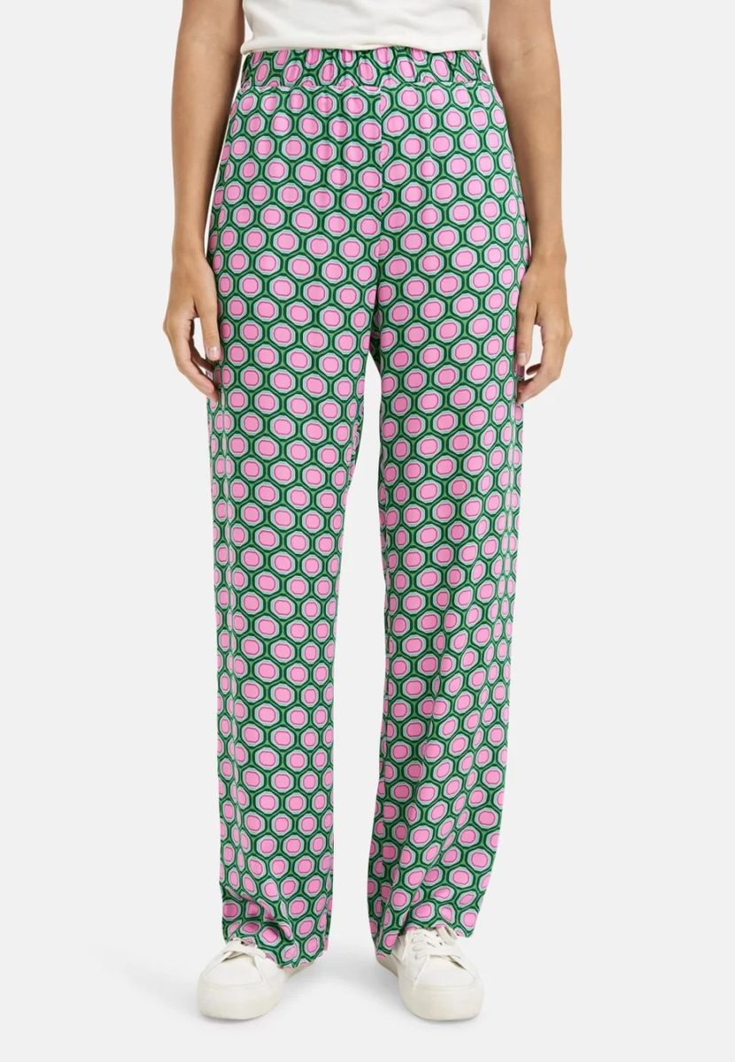 WIDELEG PANTS WITH ELASTIC WAIST - 1727/KIWI PRINT