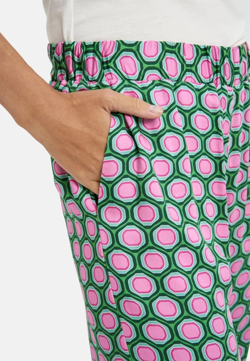 WIDELEG PANTS WITH ELASTIC WAIST - 1727/KIWI PRINT