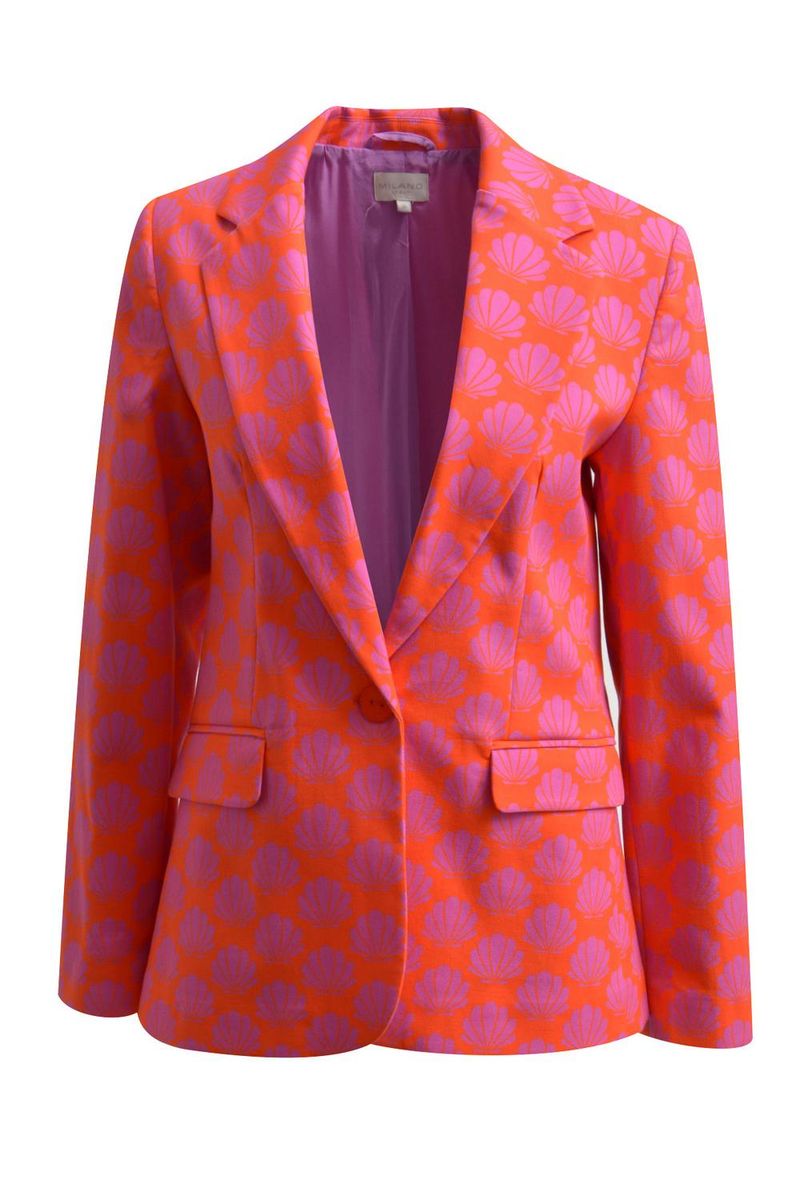 BLAZER W COLLAR AND LAPEL, FLAP POC - 1302/HOT ORA